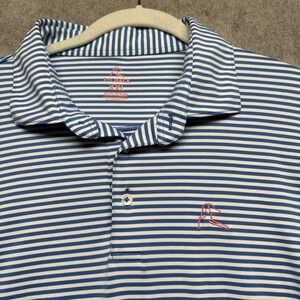 Rhoback Blue White Striped Performance Golf Polo Shirt‎ Men's XXL Stretch Active